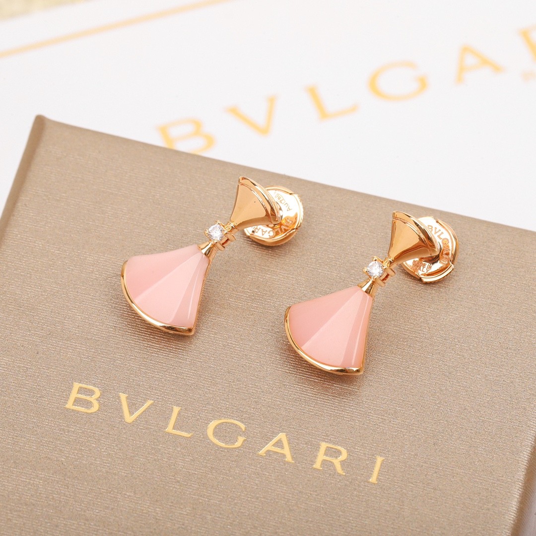 Bulgari Diva's DREAM Earrings Rose Gold with Pink Opal and Pave