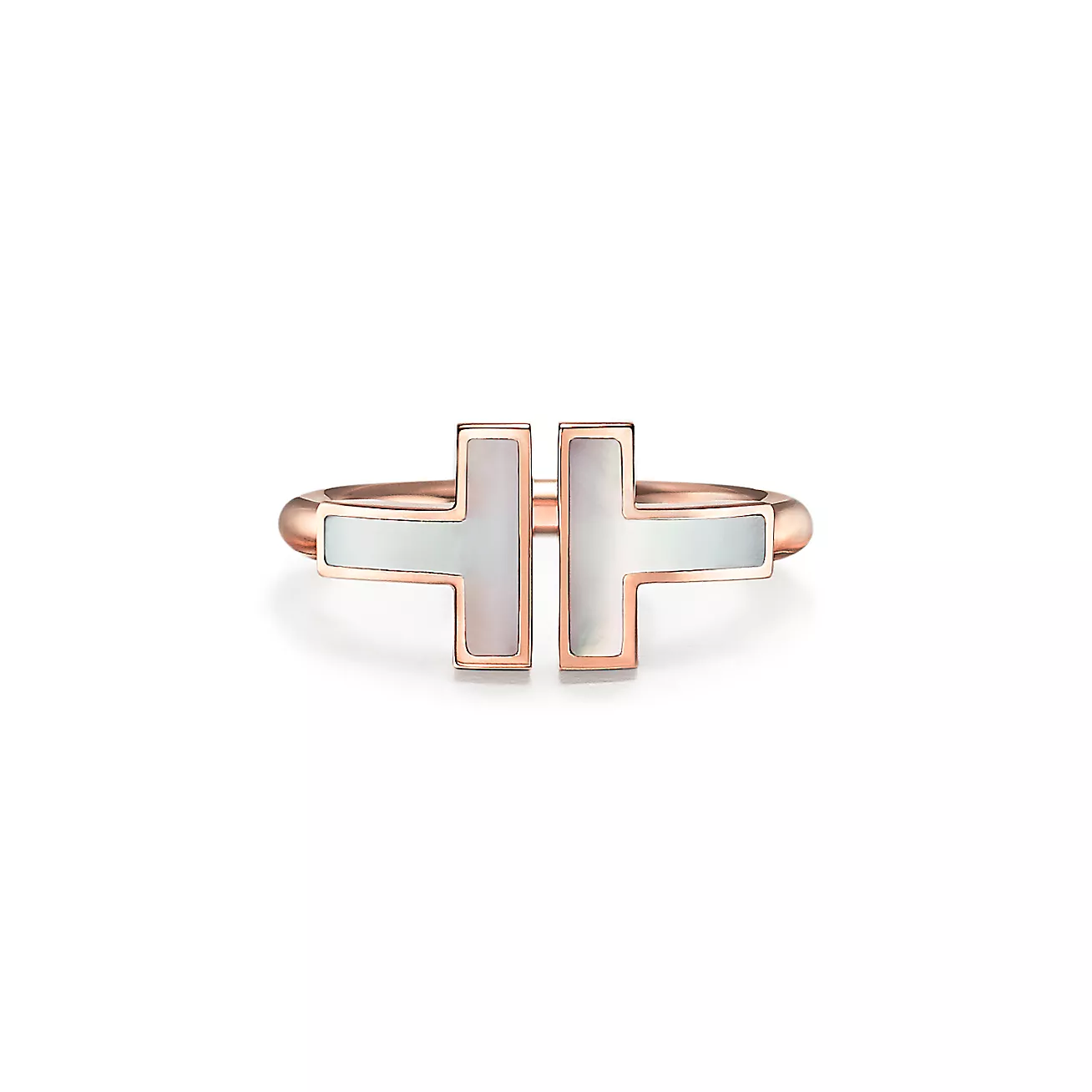 Tiffany T Wire Ring in Rose Gold with Mother-of-pearl