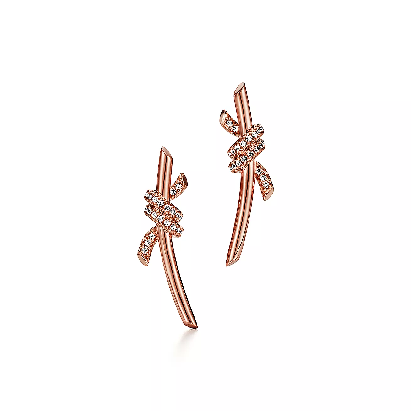 Tiffany Knot Earrings in 18k Gold with Diamonds