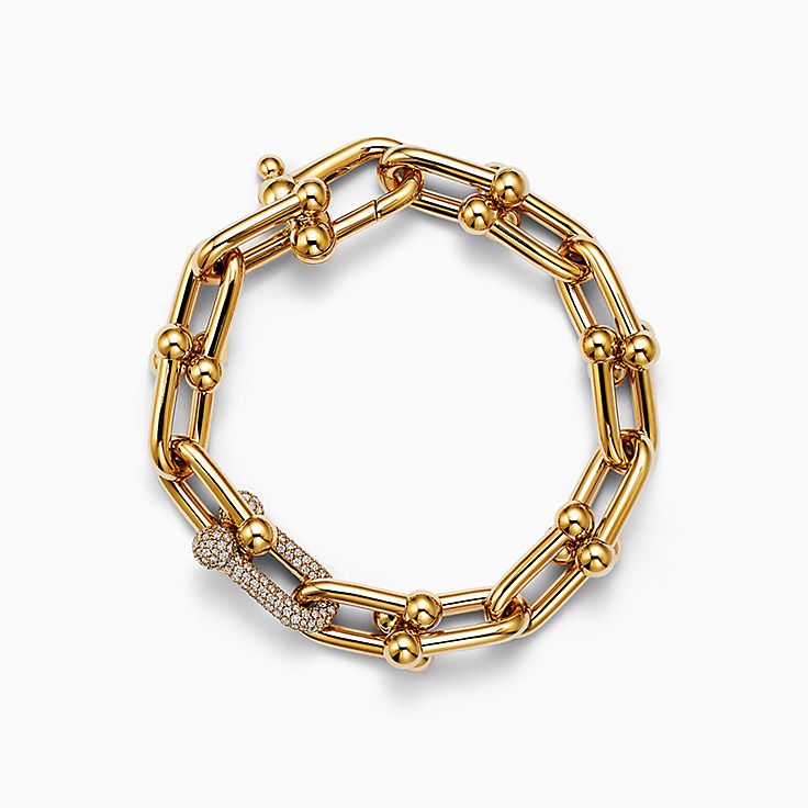 Tiffany HardWear Link Bracelet in 18k Gold with Diamonds, Medium